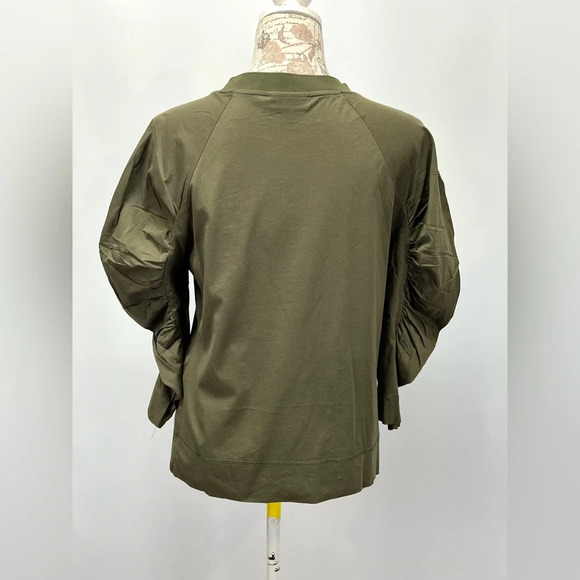 PROLOGUE Military green ruched sleeve crew neck top size S. - Picture 5 of 12
